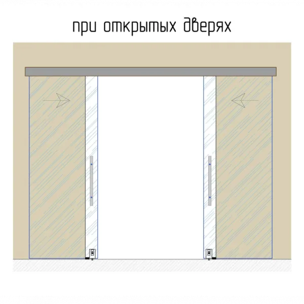 00-08 Раздвижная стеклянная дверь ДВОЙНАЯ на системе Гармония